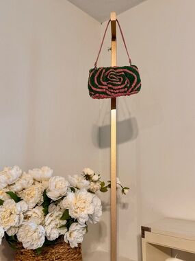 STAUD Green and Pink Beaded Shoulder Bag